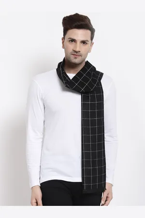 Calvadoss Men Black & Grey Checked Muffler