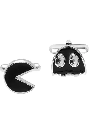Bodha Silver-Toned & Black Quirky Cufflink