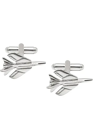 Bodha Silver-Toned Quirky Fighter Aeroplane Jet Cufflink