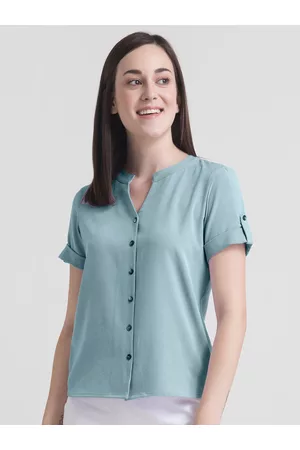FableStreet Women Teal Blue Shirt Style Top