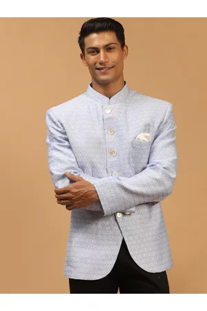 Vastramay Men Lavender Woven Self-Design Bandhgala Jodhpuri Blazer