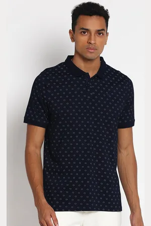 Lee Men Navy Blue Printed Polo Collar Cotton T-shirt
