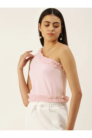 Pink Embellished One-Shoulder Top