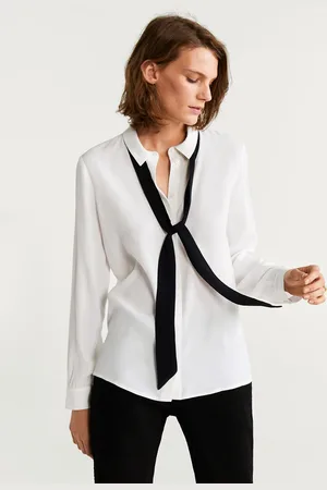 MANGO Women White Regular Fit Solid Casual Shirt