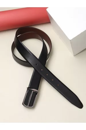Teakwood Leathers Men Black Textured Leather Formal Belt