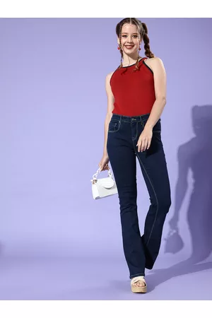 HERE&NOW Women Navy Blue Bootcut Fit Stretchable Jeans