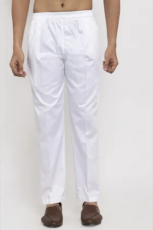 KLOTTHE Men White Regular Fit Solid Regular Trousers