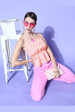 U&F Women Pretty Pink Floral Bustier Top