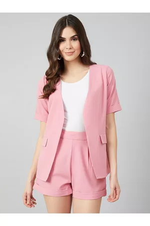 ATHENA Women Pink Solid Coat with Shorts