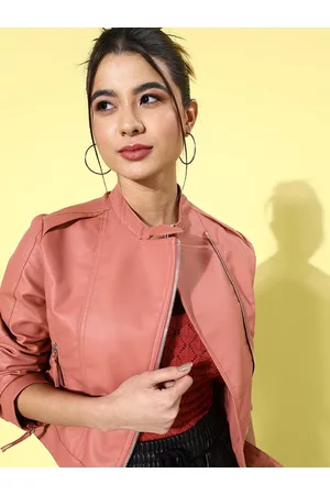 Tokyo Talkies Women Rose Crop Biker Jacket