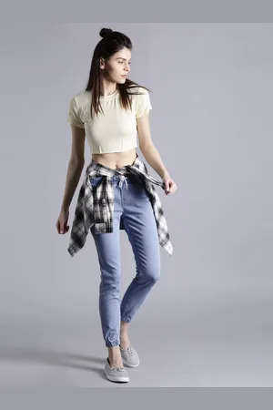 Kook N Keech Women Blue Mid Rise Clean Look Jogger Jeans