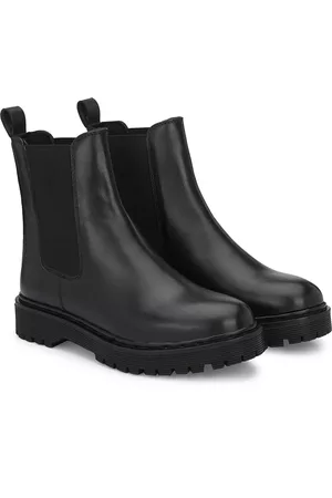 Delize Women Black Synthetic Leather Chelsea Boots