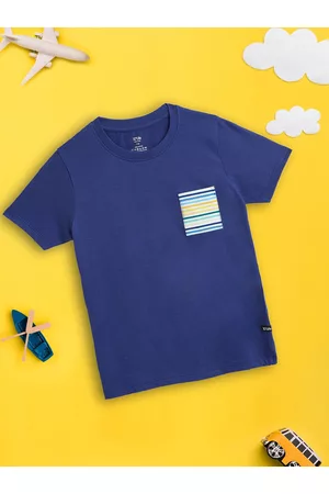 XY Life Boys Navy Blue Playmate Super Combed Cotton T-shirt