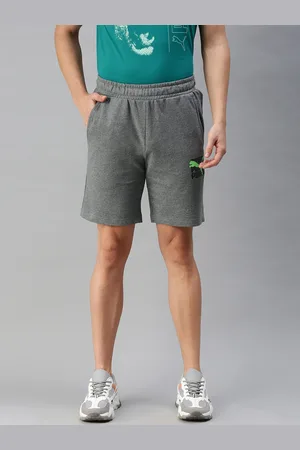 PUMA Men Grey Mid-Rise Graphics 6 Sports Shorts