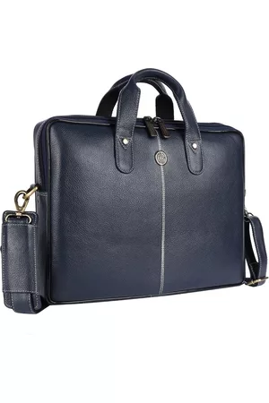 HAMMONDS FLYCATCHER Men Blue Leather Laptop Bag