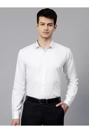 MANQ Men White Slim Fit Solid Party Shirt