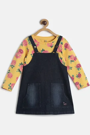 MINI KLUB Girls Blue & Yellow Printed Top with Skirt