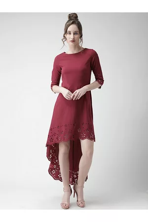 KASSUALLY Women Maroon High-Low Maxi Dress