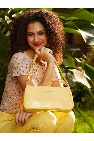 Lino Perros Women Yellow Animal Printed PU Structured Shoulder Bag