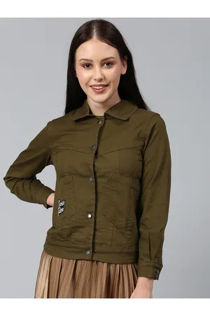 Campus Women Green Windcheater Outdoor Denim Jacket
