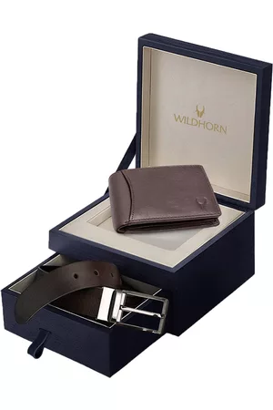 WildHorn Men Brown RFID Protected Genuine Leather Accessory Gift Set