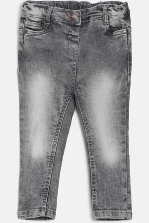 MINI KLUB Girls Grey Regular Fit Mid-Rise Clean Look Stretchable Jeans