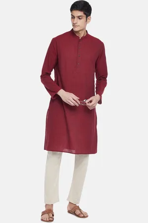 Pantaloons Men Maroon Solid Kurta
