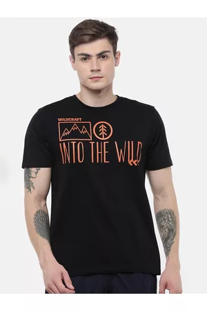 Wildcraft Men Black Typography Printed T-shirt