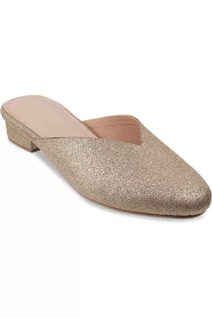 Metro Gold-Toned Embellished Block Mules