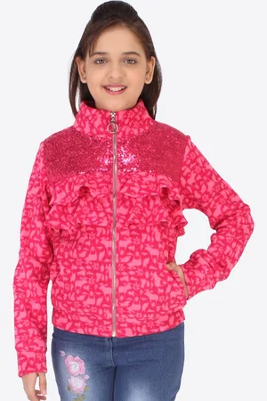 CUTECUMBER Girls Pink Printed & Sequined Sweatshirt
