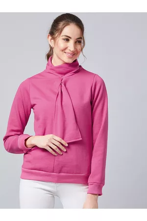 ATHENA Women Pink Solid Pullover Sweatshirt