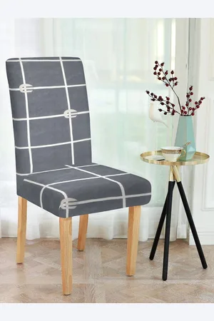 Cortina Grey & White 4 Pcs Checked Chair Cover Set