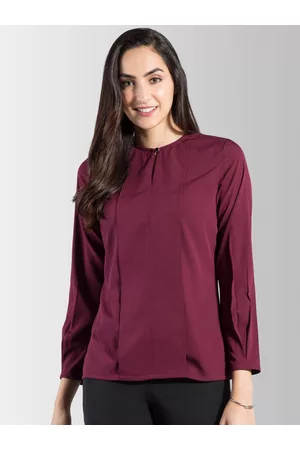 FableStreet Women Burgundy Solid Top