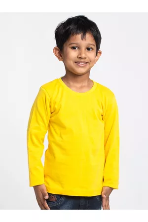 Friskers Boys Yellow Solid Running T-shirt