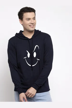 Friskers Men Navy Blue Smiley Printed T-shirt
