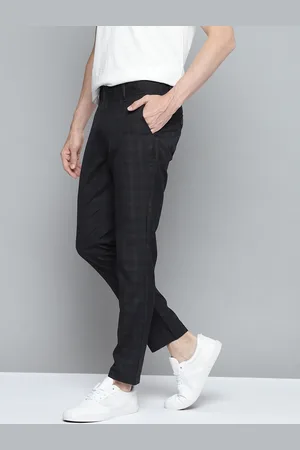 Mast & Harbour Men Black Checked Regular Fit Trousers