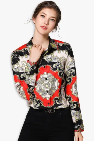 JC Collection Women Black Opaque Printed Casual Shirt
