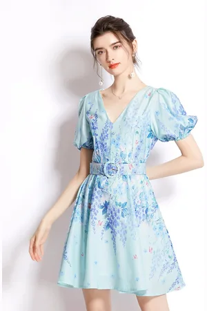 JC Collection Women Blue Floral Printed Mini Dress