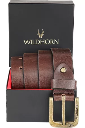 WildHorn Men Brown Textured Leather Casual Belt