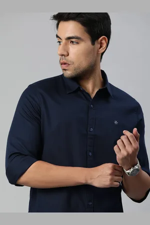 WROGN Men Navy Blue Slim Fit Casual Shirt