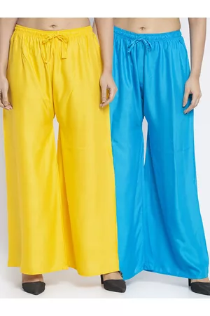 Jinfo Women Yellow & Blue Set of 2 Knitted Palazzos