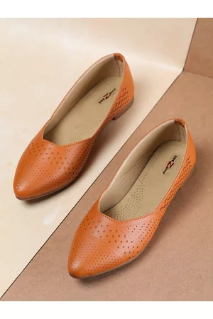 SHEZONE Women Tan Brown Ballerinas with Laser Cuts