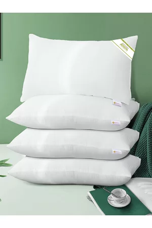 Bianca Set Of 4 White Solid Medium-Firm Anti Stress Orthopedic Fiber Sleep Pillows