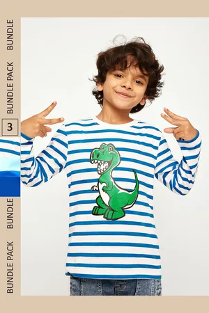 Frangipani Boys Cotton Striped T-shirt Pack of 3