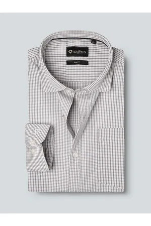 Invictus Men Easy Care White & Brown Checked Formal Shirt
