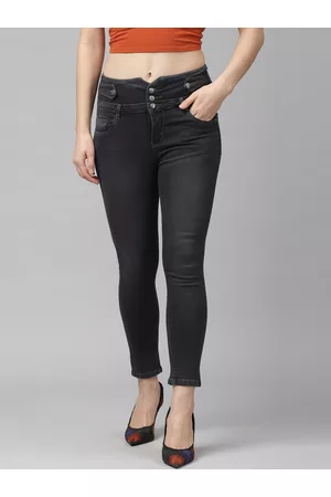 KASSUALLY Women Black Skinny Fit High-Rise Clean Look Stretchable Jeans