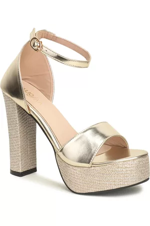VALIOSAA Gold-Toned Party Block Heels