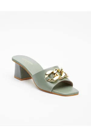 Tokyo Talkies Women Olive Green Block Peep Toes Heels