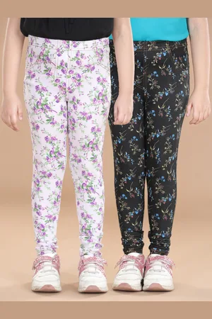 StyleStone Pack of 2 Girls Floral Printed Cotton Jeggings