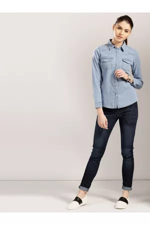 HARVARD Blue Casual Denim Shirt